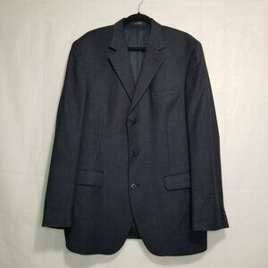 Miltons Andrew Fezza wool cashmere blend blazer navy size 42L plaid FLAW